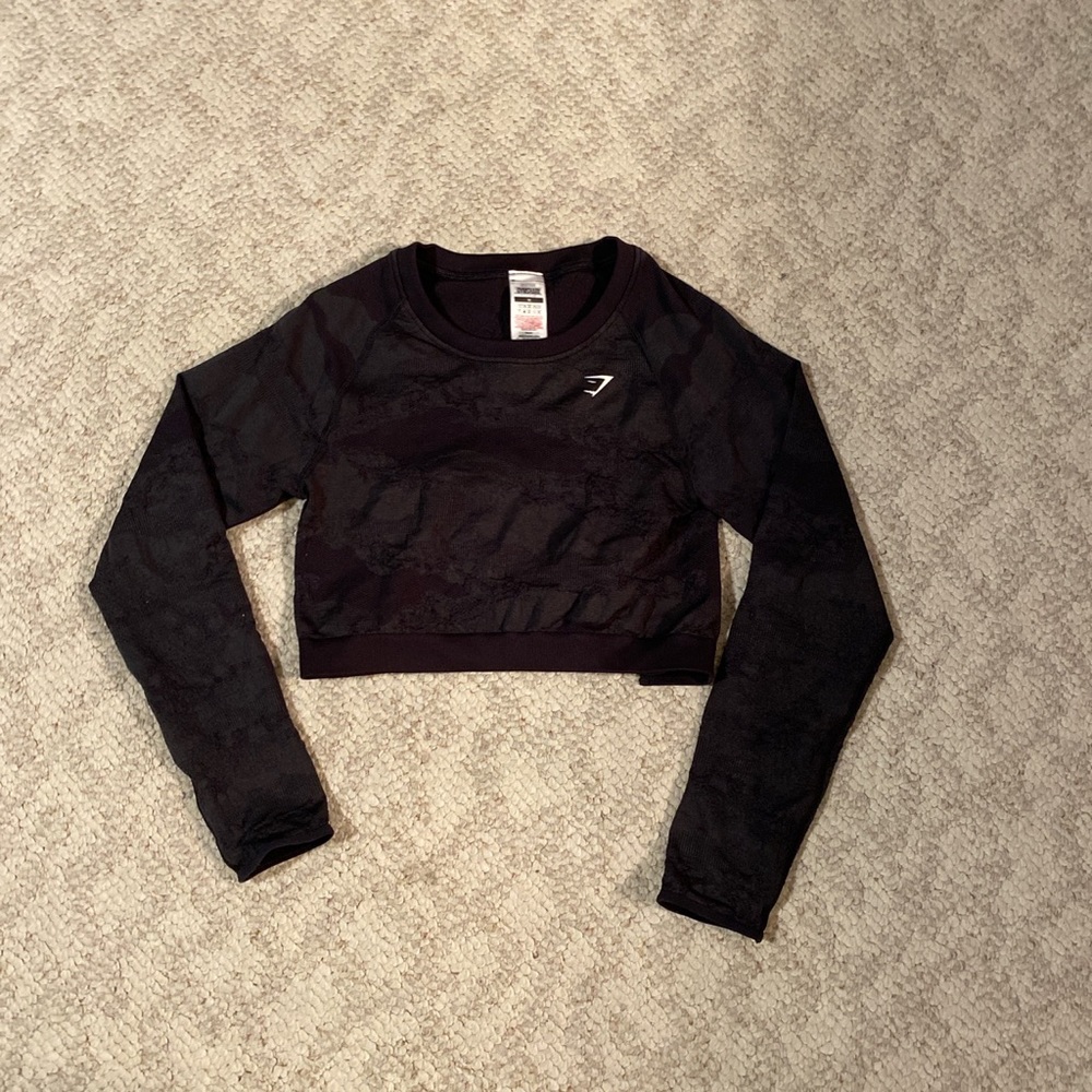 Textured Gymshark crop top with open cris cross back